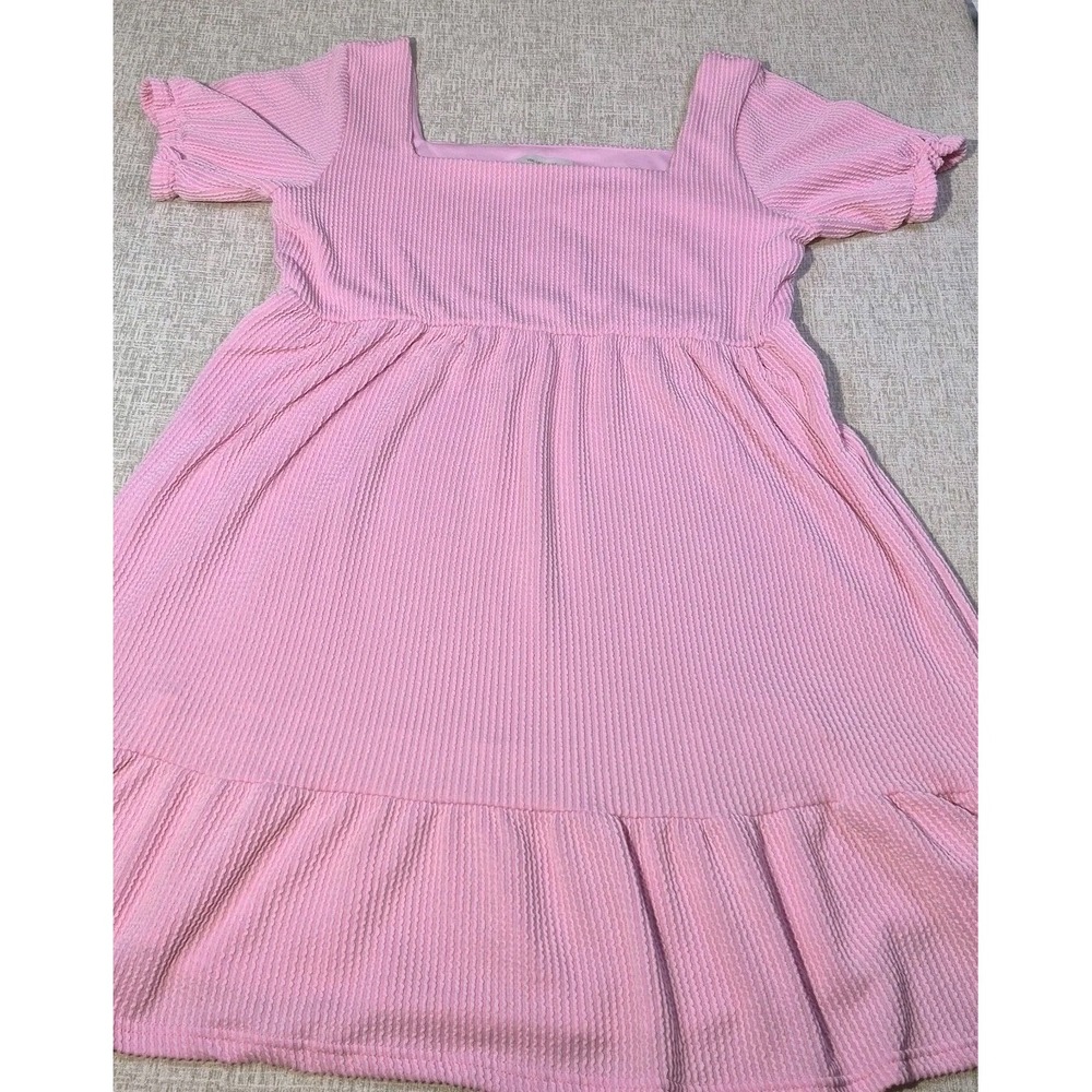 Simply Southern Pink Smocked Dress Seersucker Ruffle Mini Large NWT